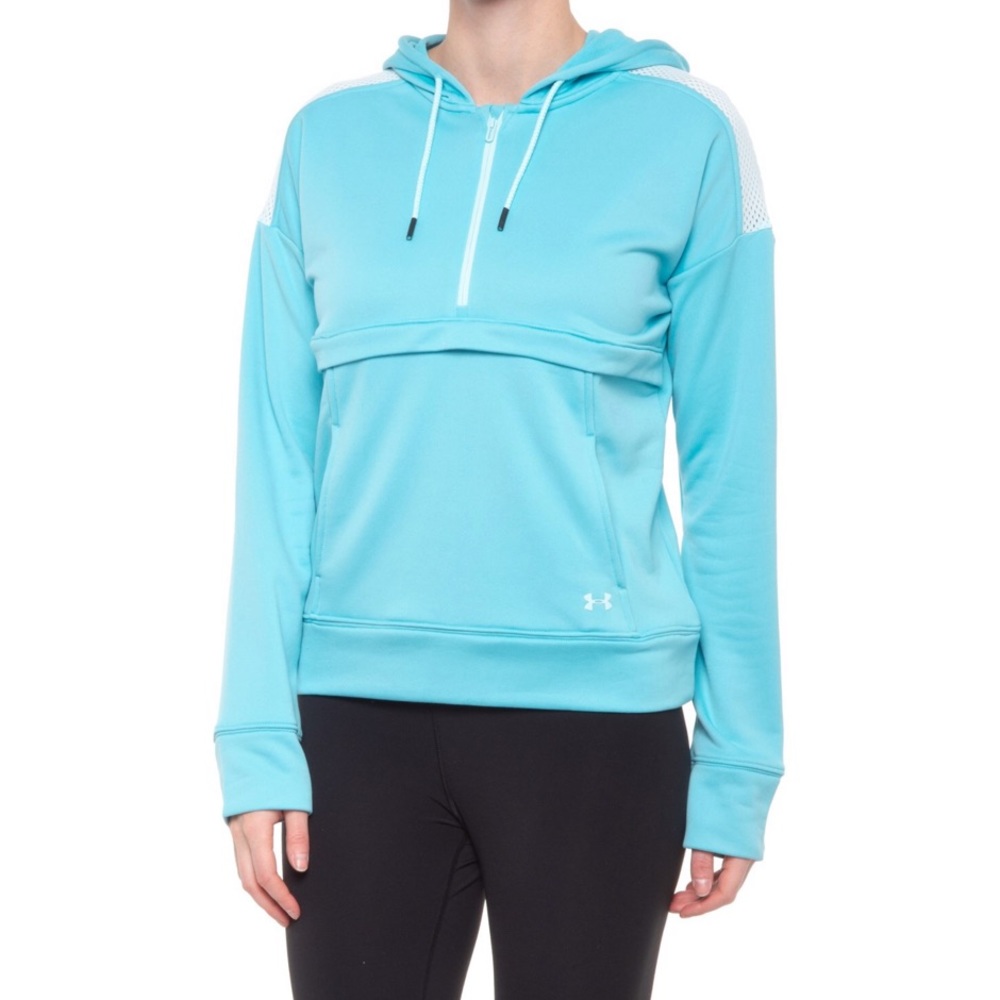 🆕 Under Armour DFO Tech Terry Hoodie teal w/ thumb holes 106